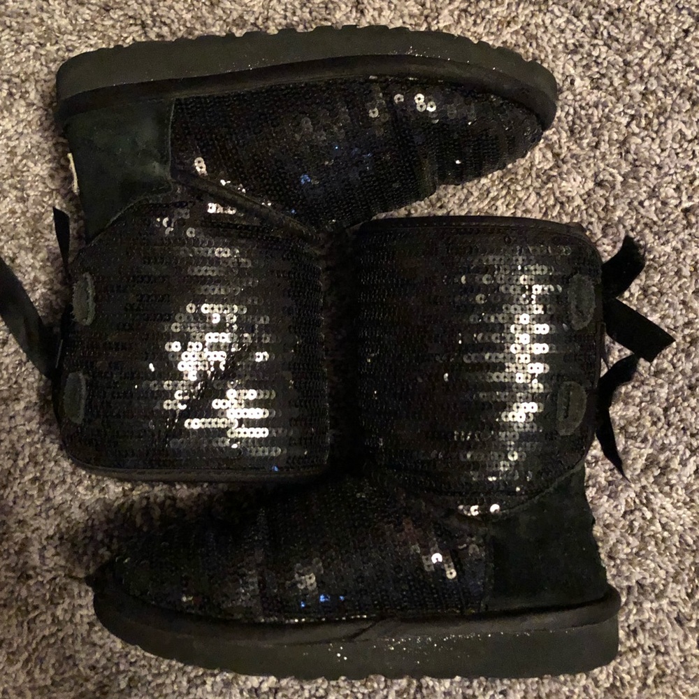 UGG Bailey Bow Boots ~ Black Sequined